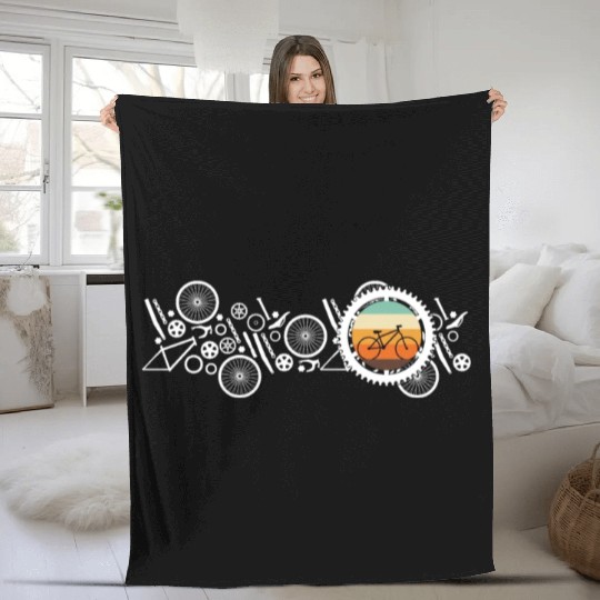 Bicycle Cycling Cyclist Bike Elements Retro Fleece Blankets