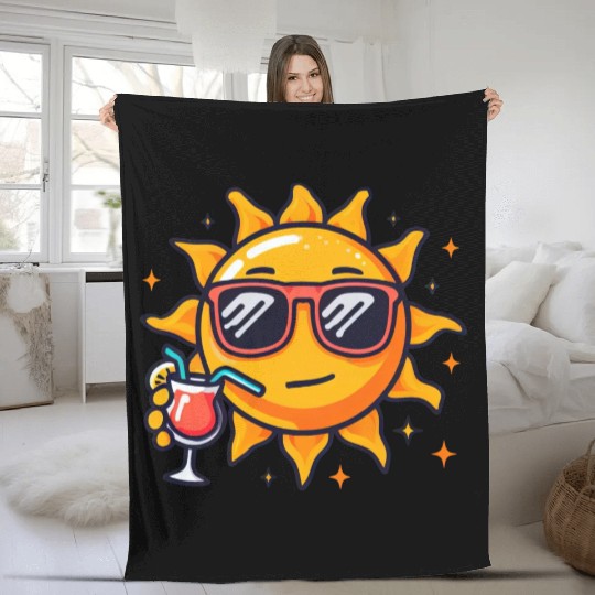 Sun cocktail relaxation star sun Fleece Blankets
