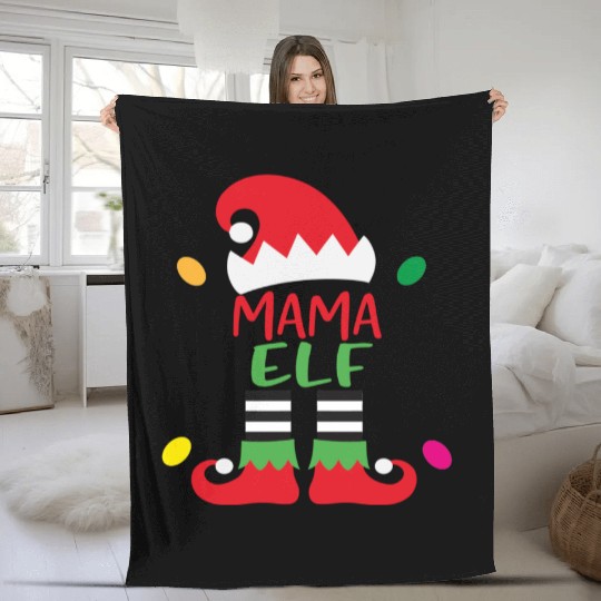 Merry Christmas mama elf Fleece Blankets