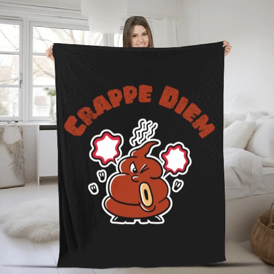 Crappe Diem Funny Carpe Diem Poop Fleece Blankets