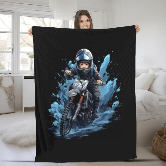 Dirt Bike Anime Ice Racing Motorcycle Ice Racer Fleece Blankets