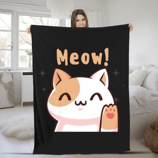 Cat Meow! Fleece Blankets