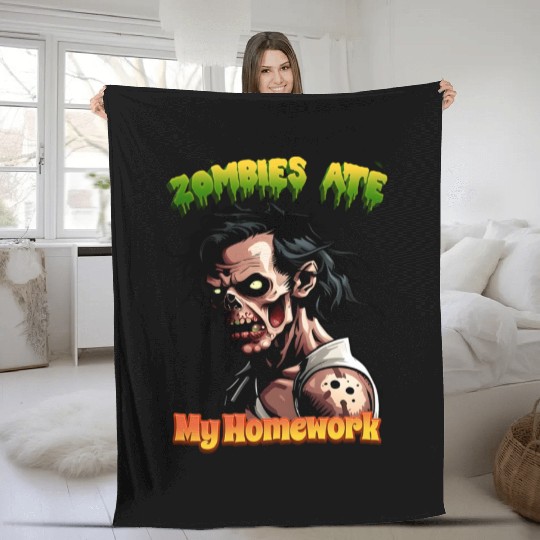 Zombies Ate My Homework Fleece Blankets