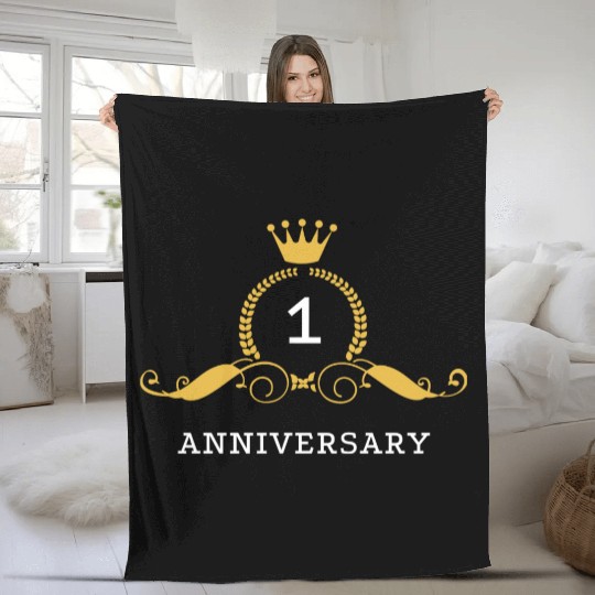 One Year of Happiness / 1th Wedding Anniversary Fleece Blankets