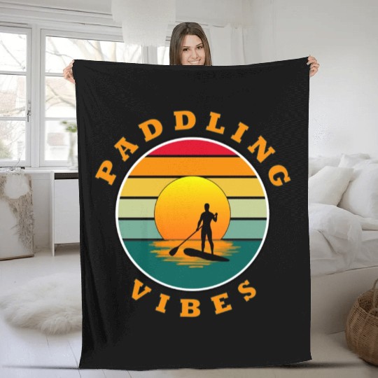 Paddling Vibes – Sun retro - Paddle Boarder Fleece Blankets