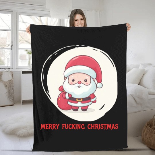 Cute Bad Santa Fleece Blankets