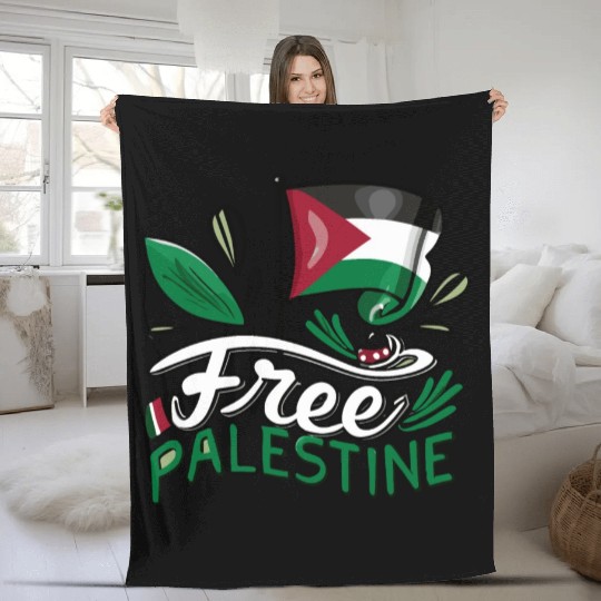 I Love Free Palestine Flag Save Gaza Palestinian Fleece Blankets