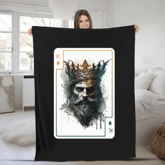 Poker Card Game Scary Halloween Fleece Blankets