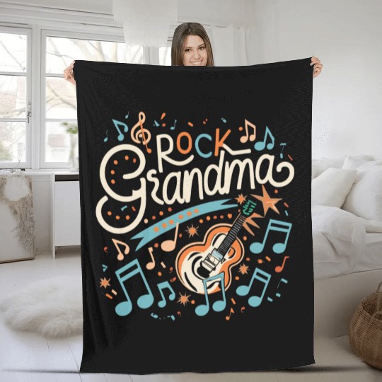 Rock Grandma Rocker Grandmother Music Lover Fleece Blankets