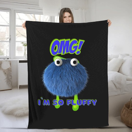 OMG Im So Fluffy, Cute Furry monster. Fleece Blankets