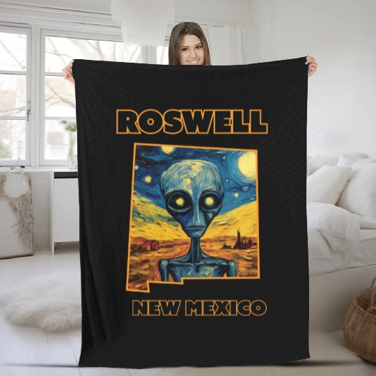 Roswell New Mexico - Alien Fleece Blankets