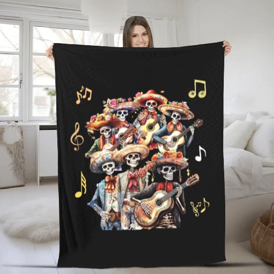 Day of the Dead Skeleton Band Fleece Blankets