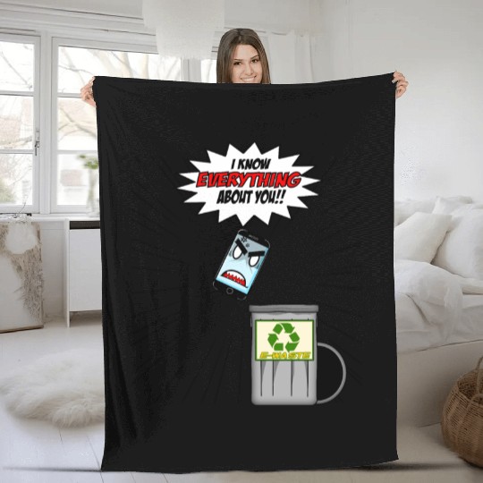 Phone Funny Cartoon Tech Design Fleece Blankets