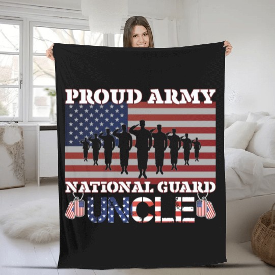 Proud Army National Guard Uncle Fleece Blankets