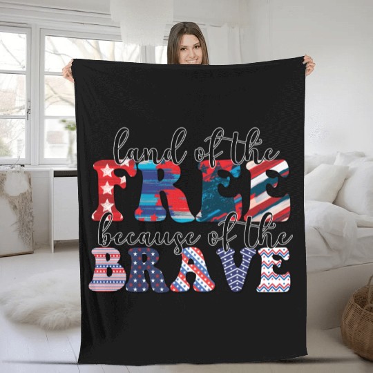 4th of july Land of the free Fleece Blankets