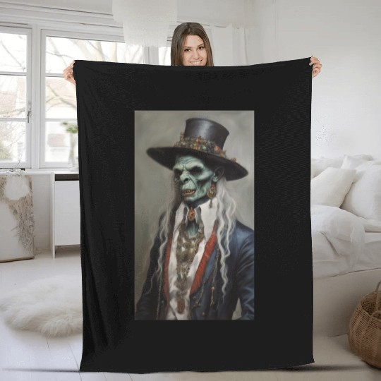 Gypsi indian zombie vampire painting Fleece Blankets