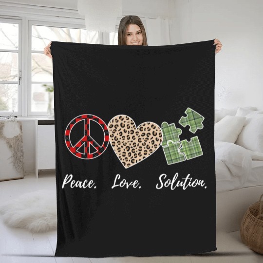 Peace, Love, Solution Fleece Blankets