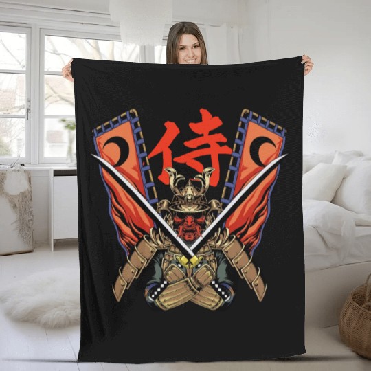 Samurai Warrior Fleece Blankets