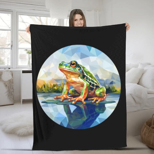 Polygonal frog in the rpound Fleece Blankets