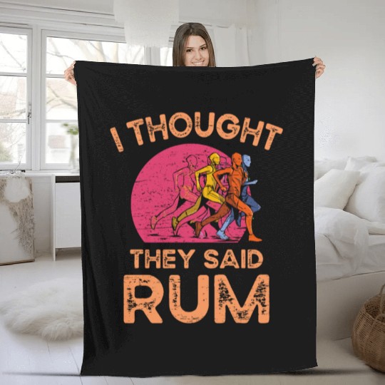 I Thought They Said Rum Athletic Athlete Fleece Blankets