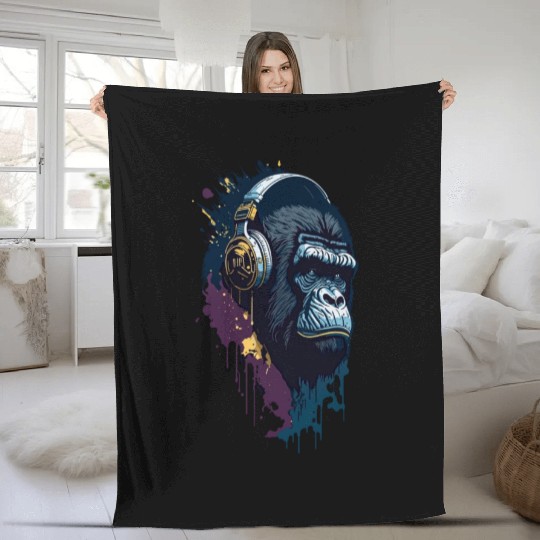 monkey sound Fleece Blankets
