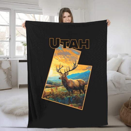 Utah Wildlife - elk Fleece Blankets