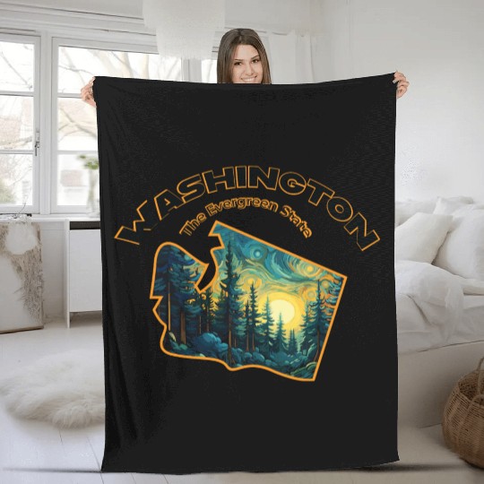 Washington Wildlife - evergreen Fleece Blankets