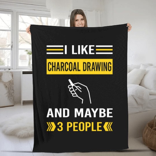 3 People Charcoal Drawing Fleece Blankets