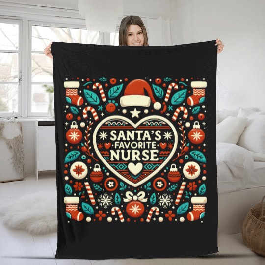 Santa favorite nurse Fleece Blankets