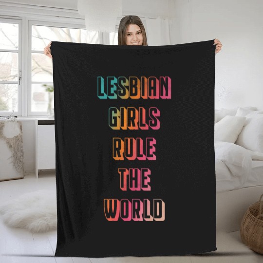 Lesbian girls rule the world Fleece Blankets