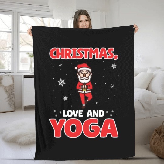 Yogini Yoga Meditation Christmas, Love And Yoga Fleece Blankets