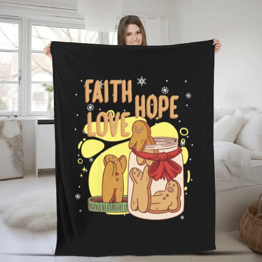 Faith Hope Love Religious Christmas Costume Fleece Blankets