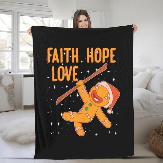 Faith Hope Love Religious Christmas Costume Fleece Blankets