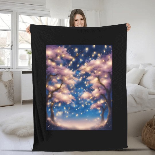 Cherry Blossom Tree Party Fleece Blankets