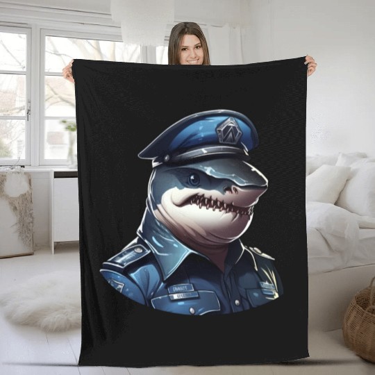 Police shark Fleece Blankets