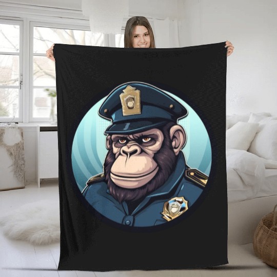Police gorilla Fleece Blankets