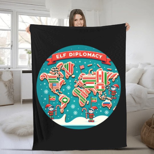Elf Diplomacy - World Map of Sweet Connections Fleece Blankets