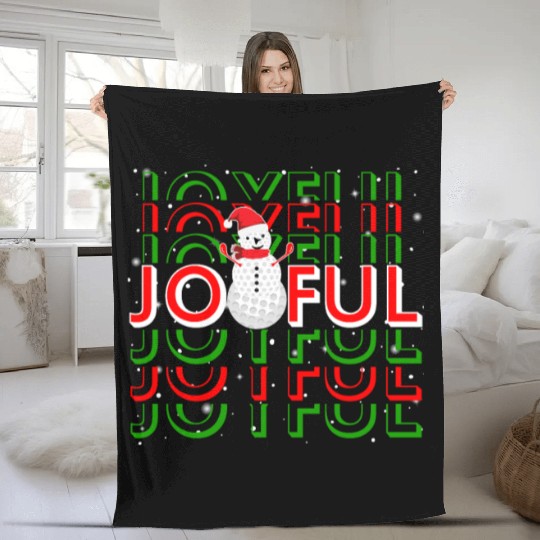Golf Christmas Snowman Joyful Golf Lover Fleece Blankets