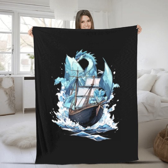 Ice Sailing Dragon Ice Sailor Ice Boating Yachting Fleece Blankets