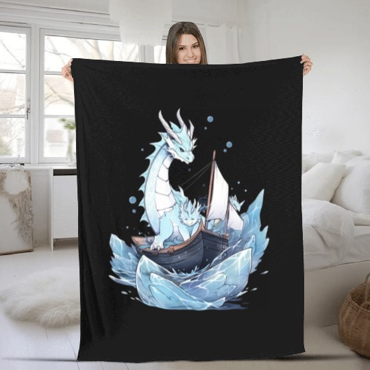 Ice Sailing Dragon Ice Sailor Ice Boating Yachting Fleece Blankets