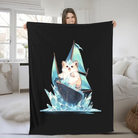 Ice Sailing Hamster Ice Sailor Ice Boating Fleece Blankets