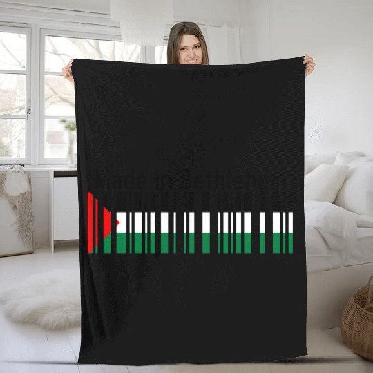 Made in Bethlehem Barcode Palestine Flag for Pales Fleece Blankets