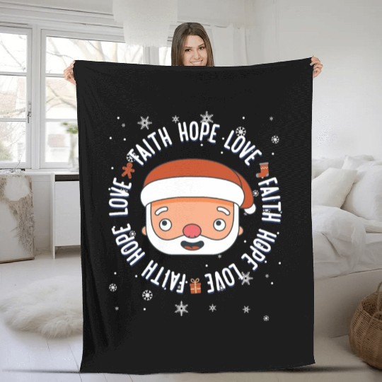 Religious Family Faith Hope Love Christmas Santa Fleece Blankets