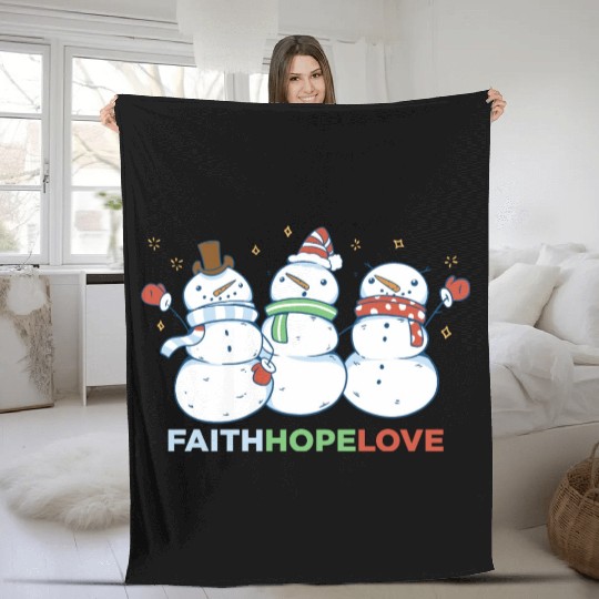 Religious Family Faith Hope Love Christmas Fleece Blankets