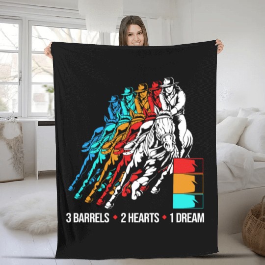 3 Barrels 2 Hearts 1 Dream Barrel Racing For Women Fleece Blankets