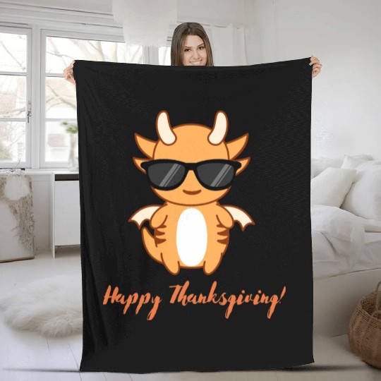 Happy Thanksgiving - Thanksgiving cartoon design Fleece Blankets