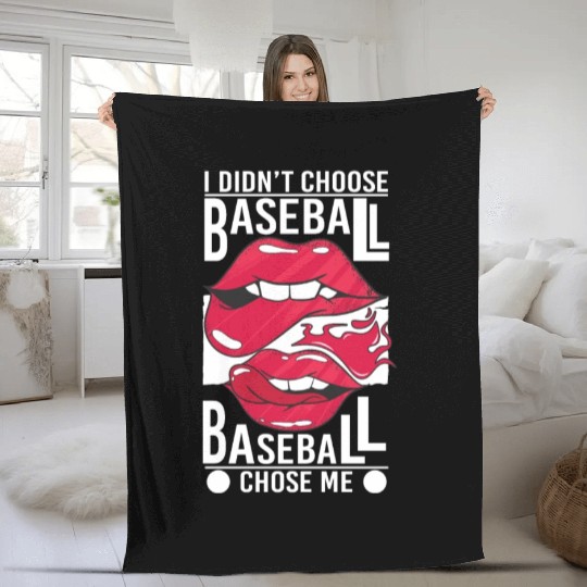Funny Baseball Player Saying Sexy Lips Lip Bite Fleece Blankets