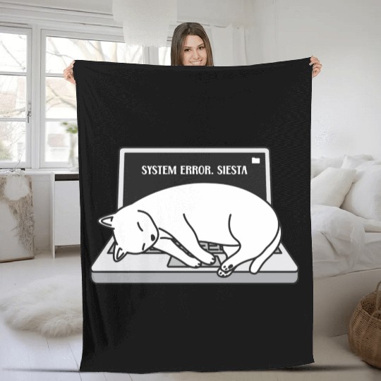 System Error. Siesta - Sleeping Cat Programmer Fleece Blankets