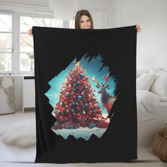 Christmas tree Christmas Reindeer Fleece Blankets