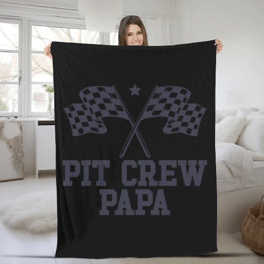 Pit Crew Papa Racing Enthusiast Racer Birthday Fleece Blankets